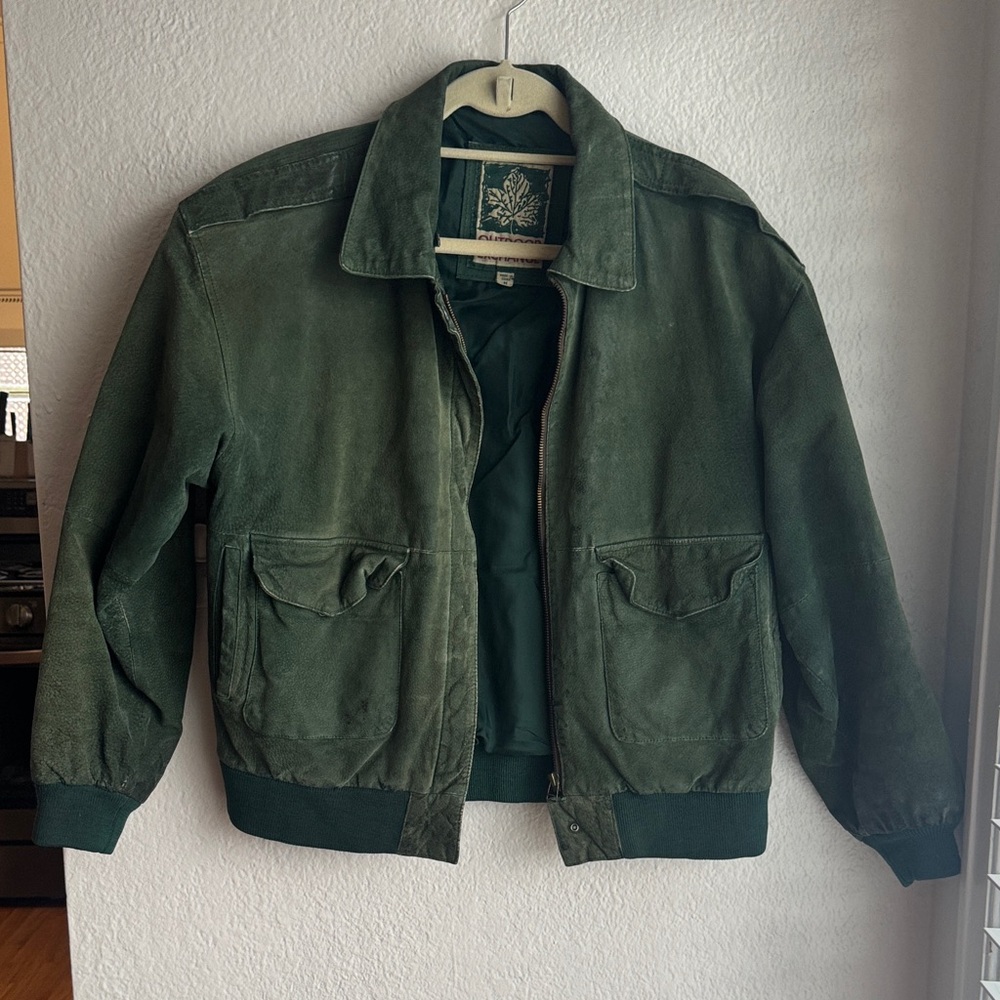 Vintage Green Suede/Leather Men's Bomber Jacket